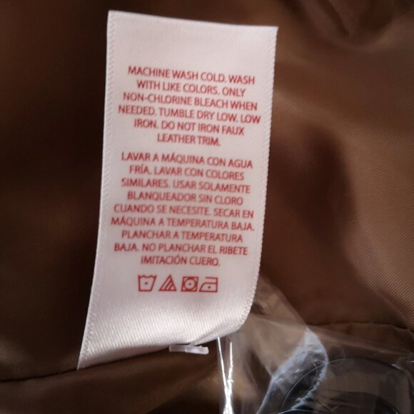 Faded Glory Ladies Size Medium (8-10) Flocked Tan Coat with Faux Leather Accents - Picture 5 of 8